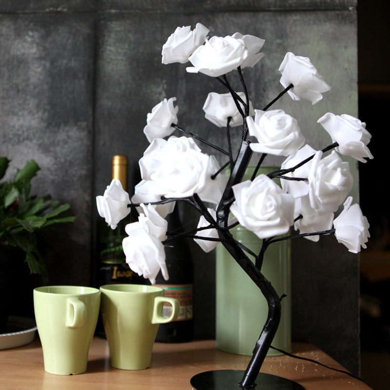 USB Battery Operated LED Bonsai Tree Rose Flower Lamp