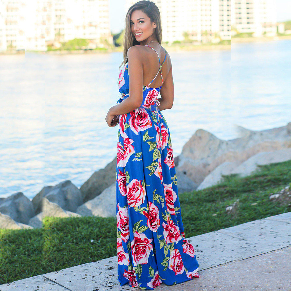 Beautiful Colorful Strap Leak Beach Dress