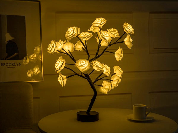 USB Battery Operated LED Bonsai Tree Rose Flower Lamp