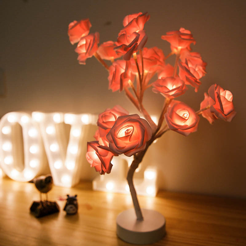 USB Battery Operated LED Bonsai Tree Rose Flower Lamp