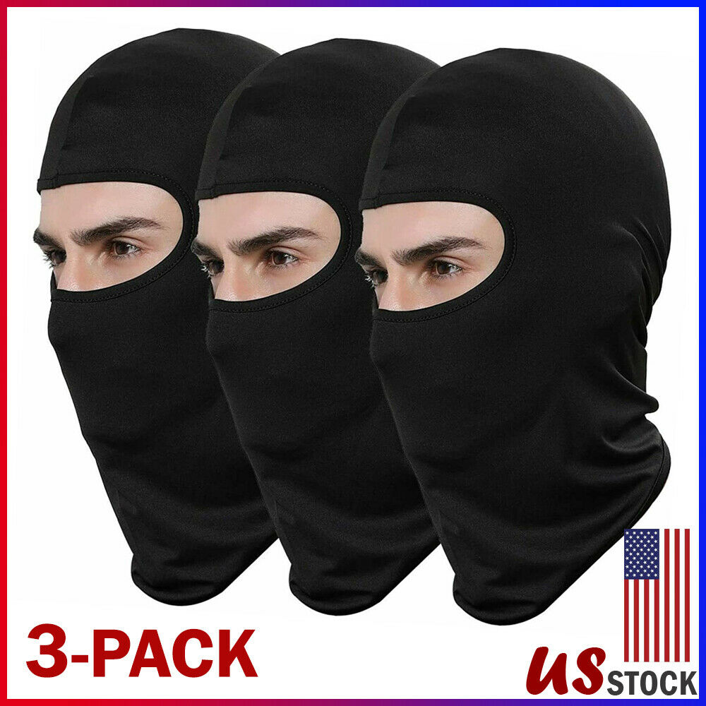 3 Pack Lightweight Black Balaclava Face Mask Warmer