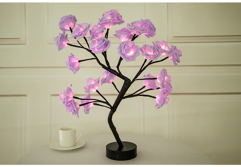 USB Battery Operated LED Bonsai Tree Rose Flower Lamp