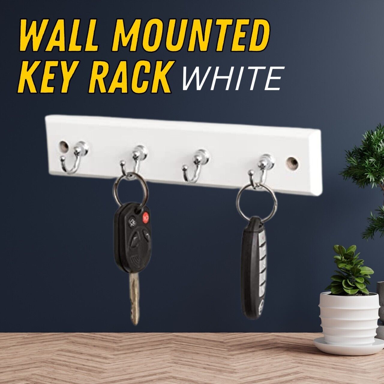 Wall Mount 4 Hook Chain Storage Keys