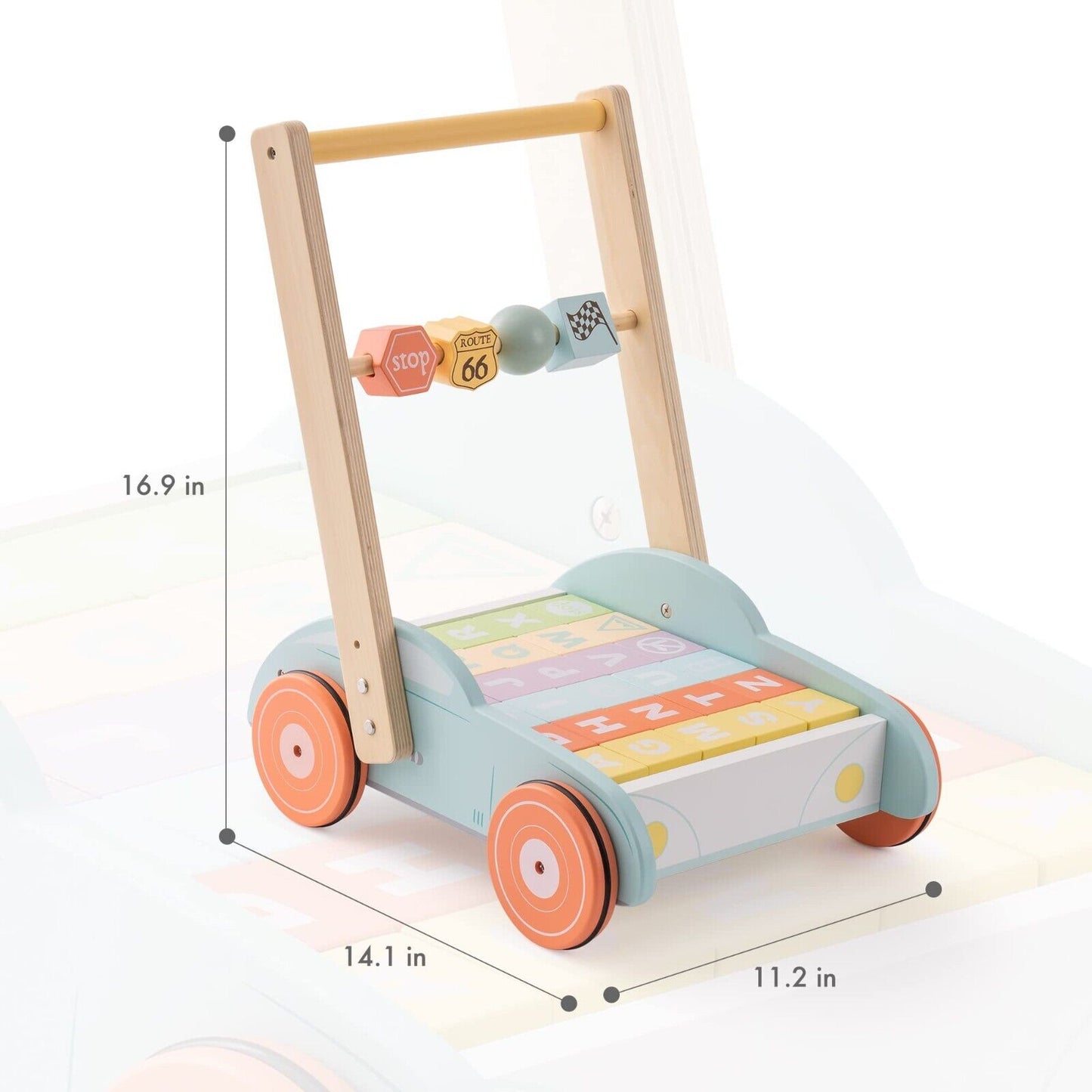 ROBUD 3 Toy Wooden Push Toddler Baby Walker