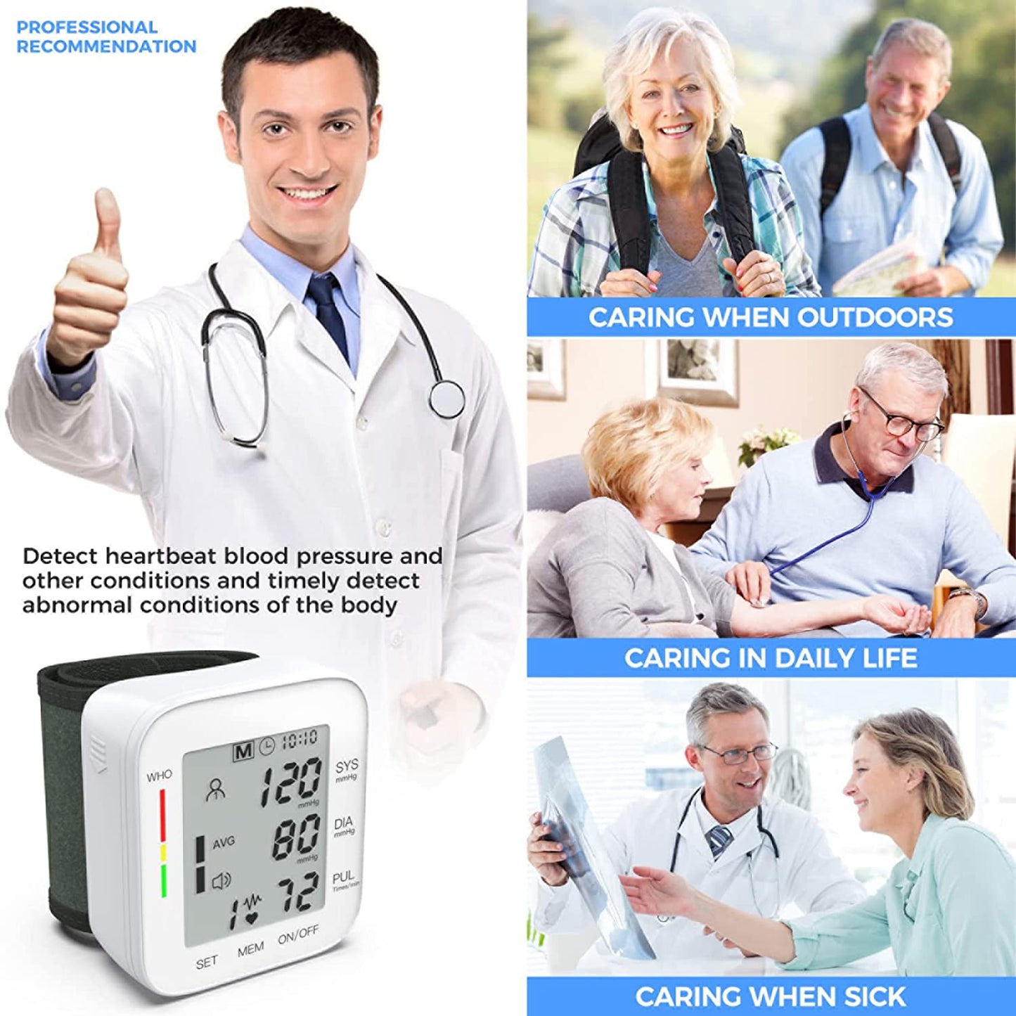 Adjustable Wrist Cuff LCD Blood Pressure Monitor