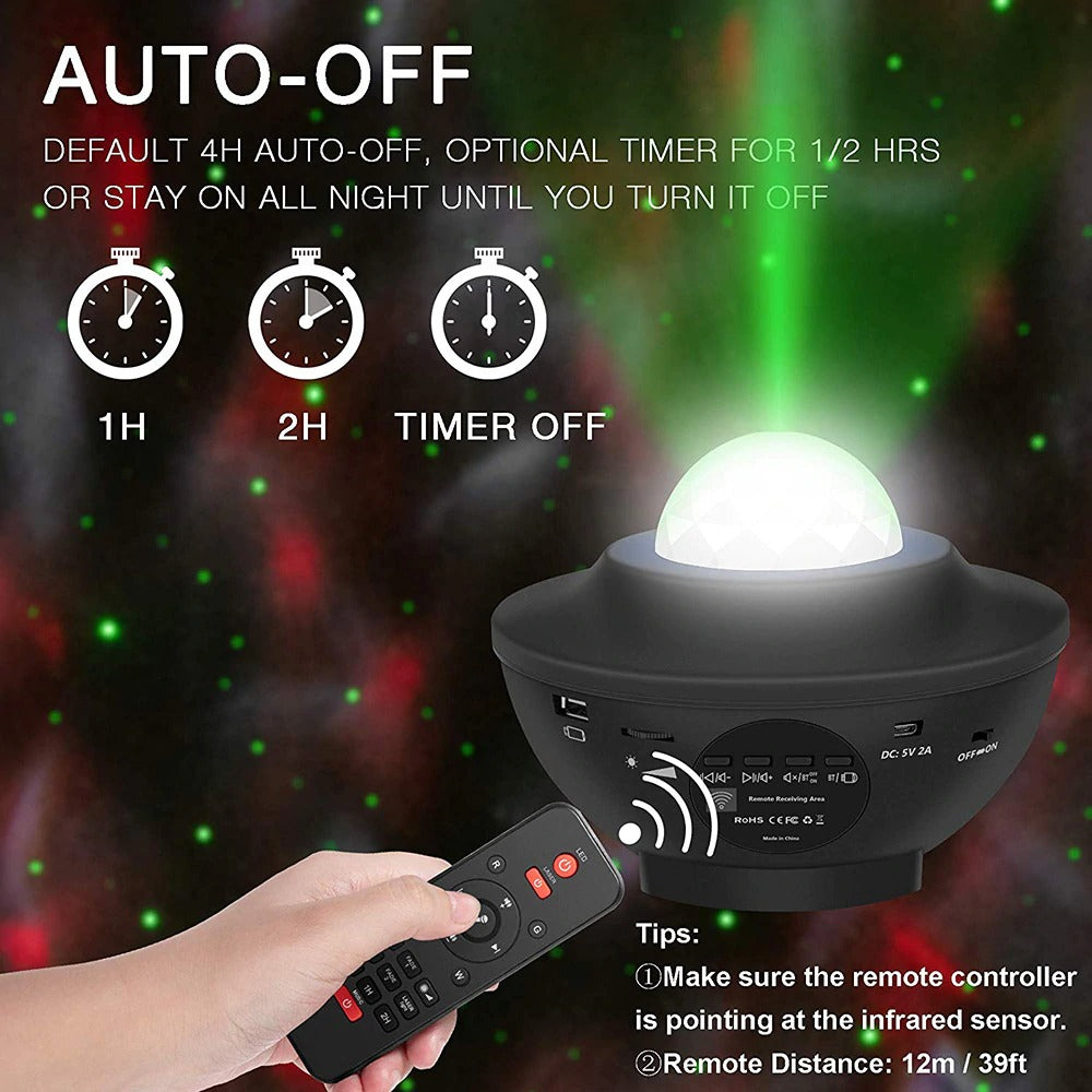 USB LED Starry Night Water Wave Sound-Activated Projector Light