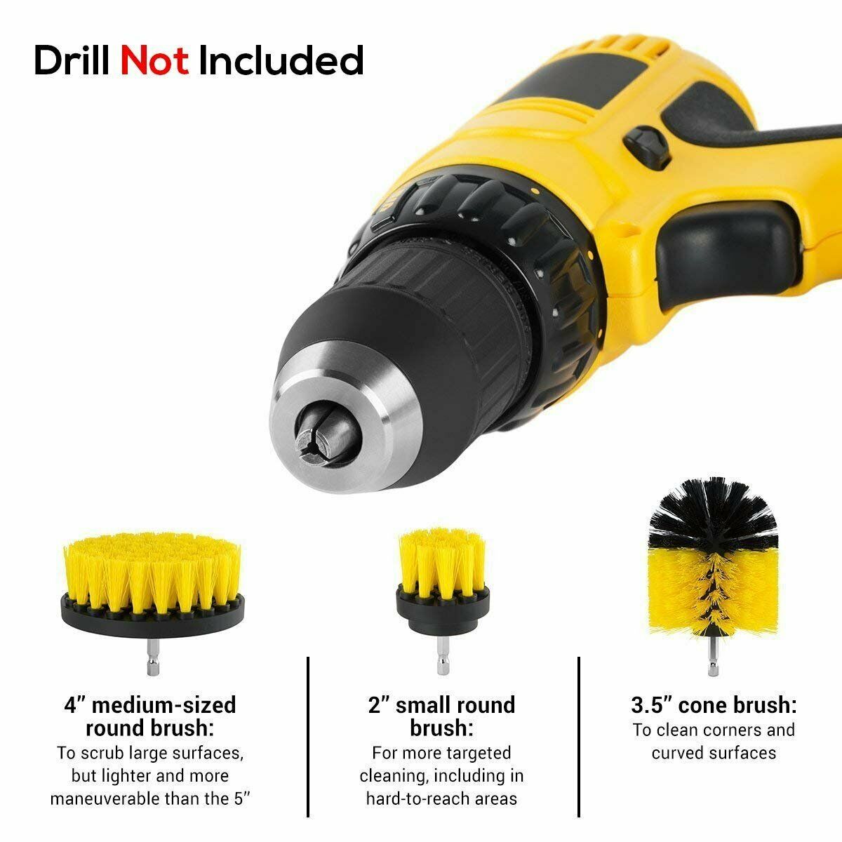 Drill Brush Power Scrubber for Cleaning Carpet & Car Wash