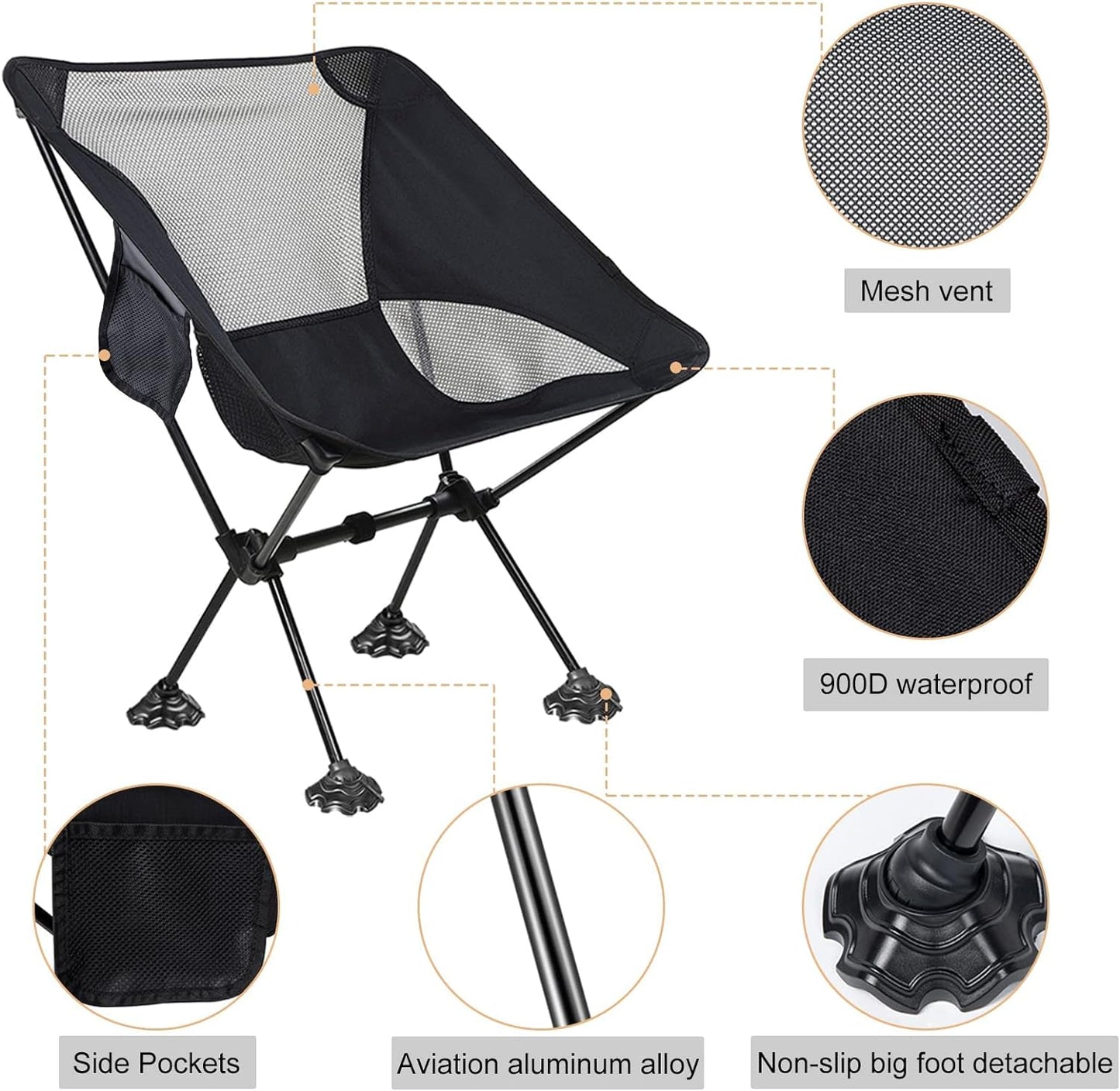 Portable Camping Chair Capacity 220 Lbs