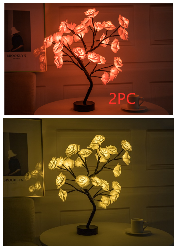 USB Battery Operated LED Bonsai Tree Rose Flower Lamp