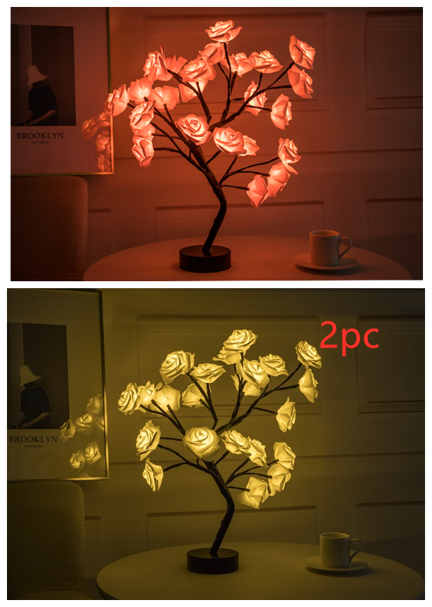 USB Battery Operated LED Bonsai Tree Rose Flower Lamp