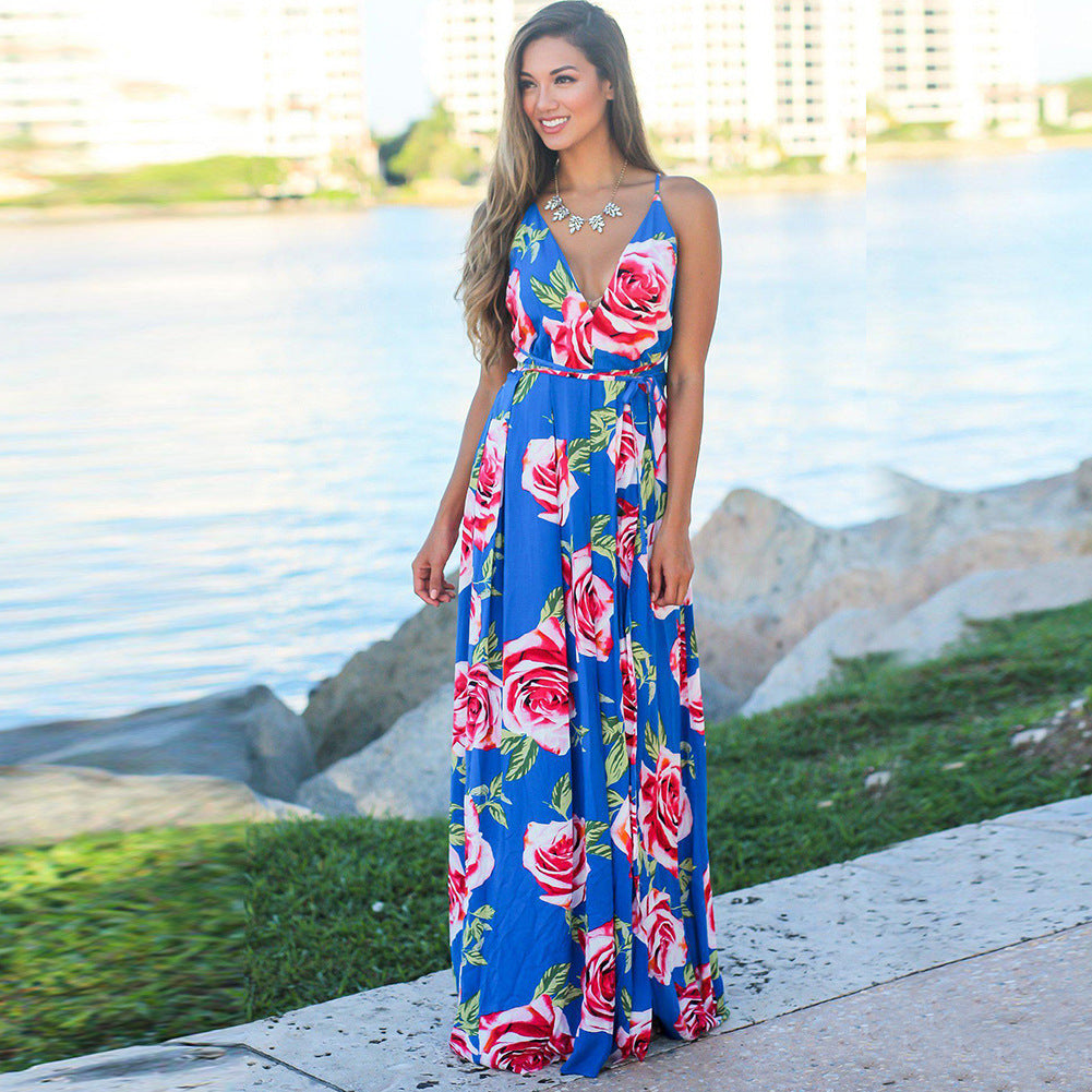 Beautiful Colorful Strap Leak Beach Dress