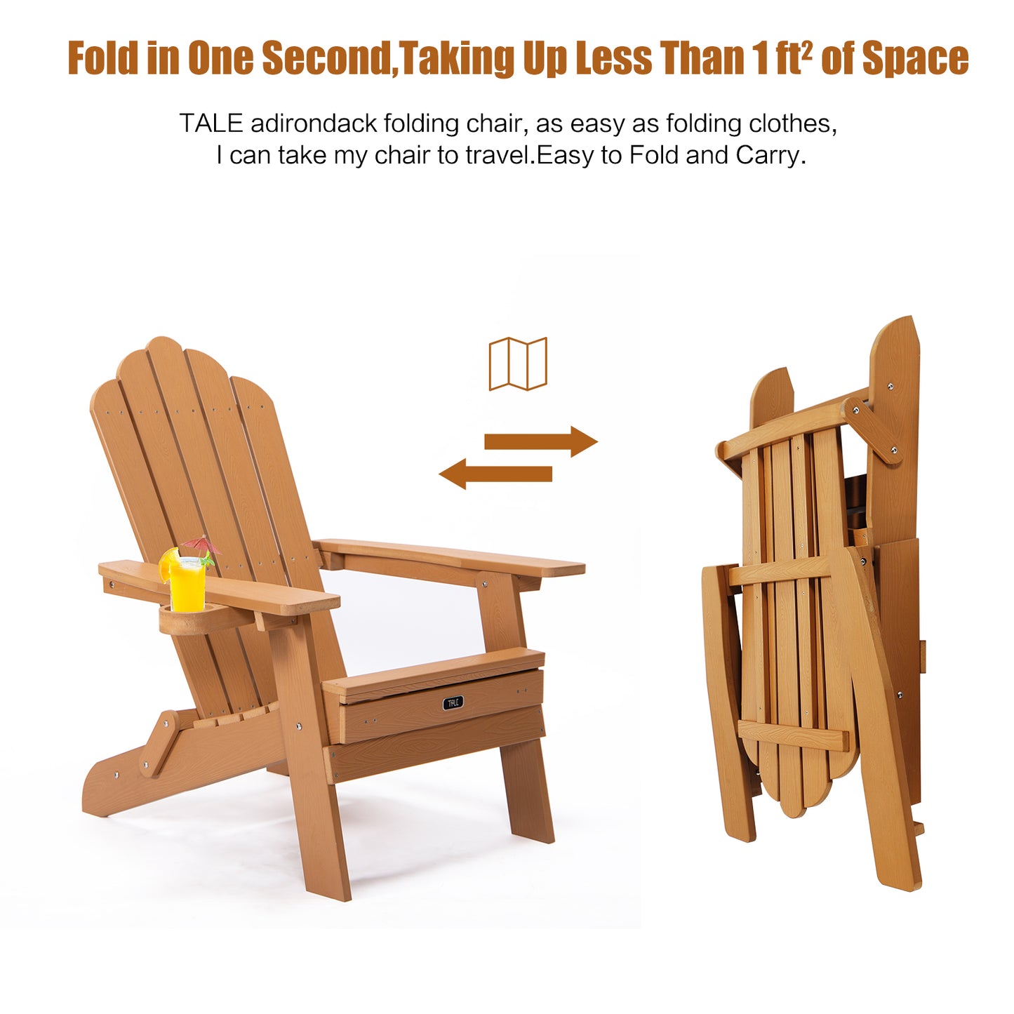 Adirondack Chair With Pullout Ottoman & Cup Holder