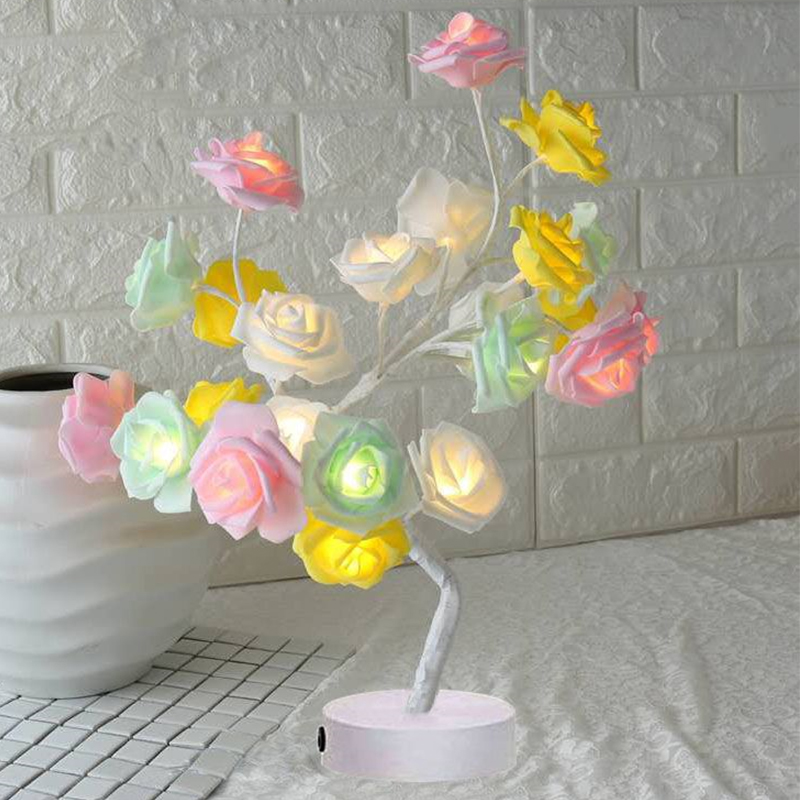 USB Battery Operated LED Bonsai Tree Rose Flower Lamp