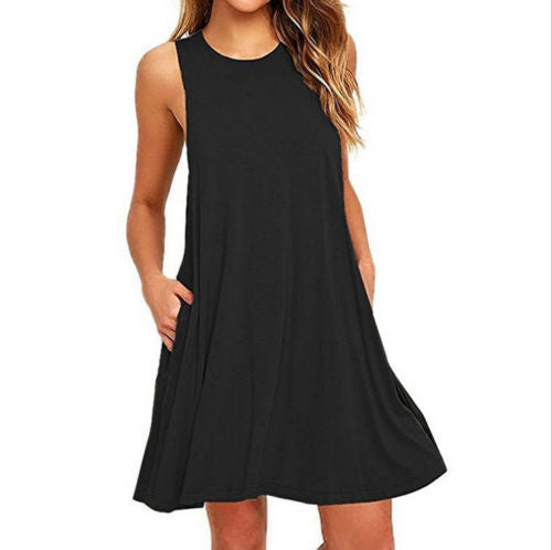 Summer Casual Ladies Pocket Dress