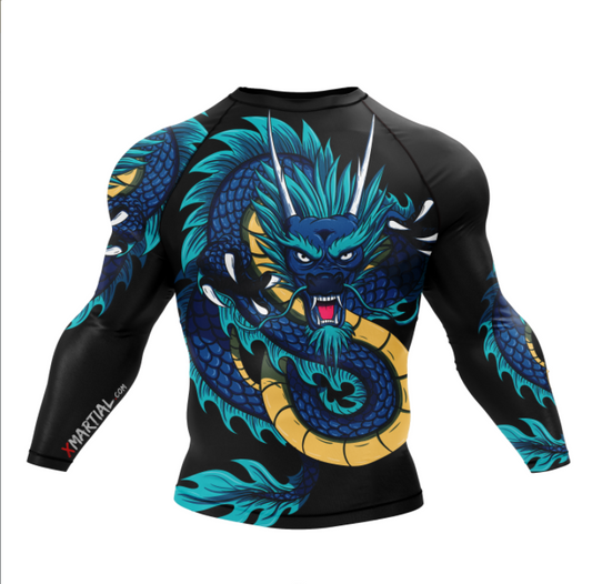 XMARTIAL Blue Dragon Rash Guard Sleeve