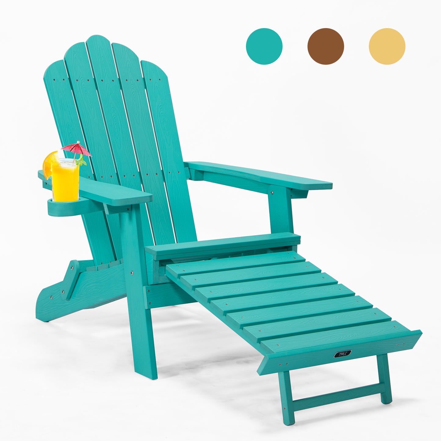 Adirondack Chair With Pullout Ottoman & Cup Holder