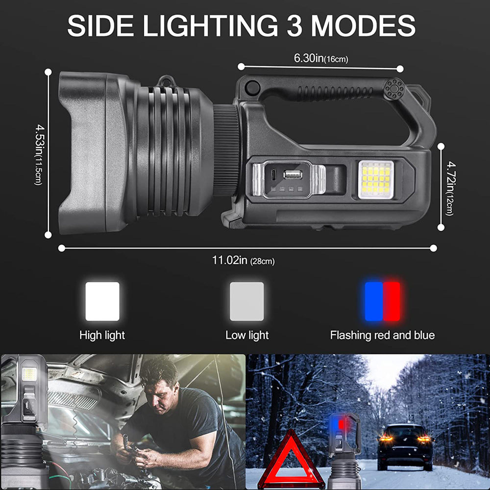 USB 36W Double Headlight 3 Way Function Safety Flashlight