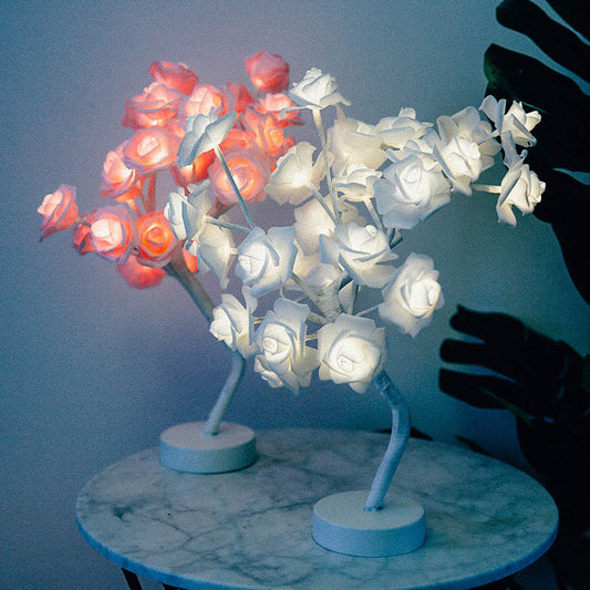 USB Battery Operated LED Bonsai Tree Rose Flower Lamp