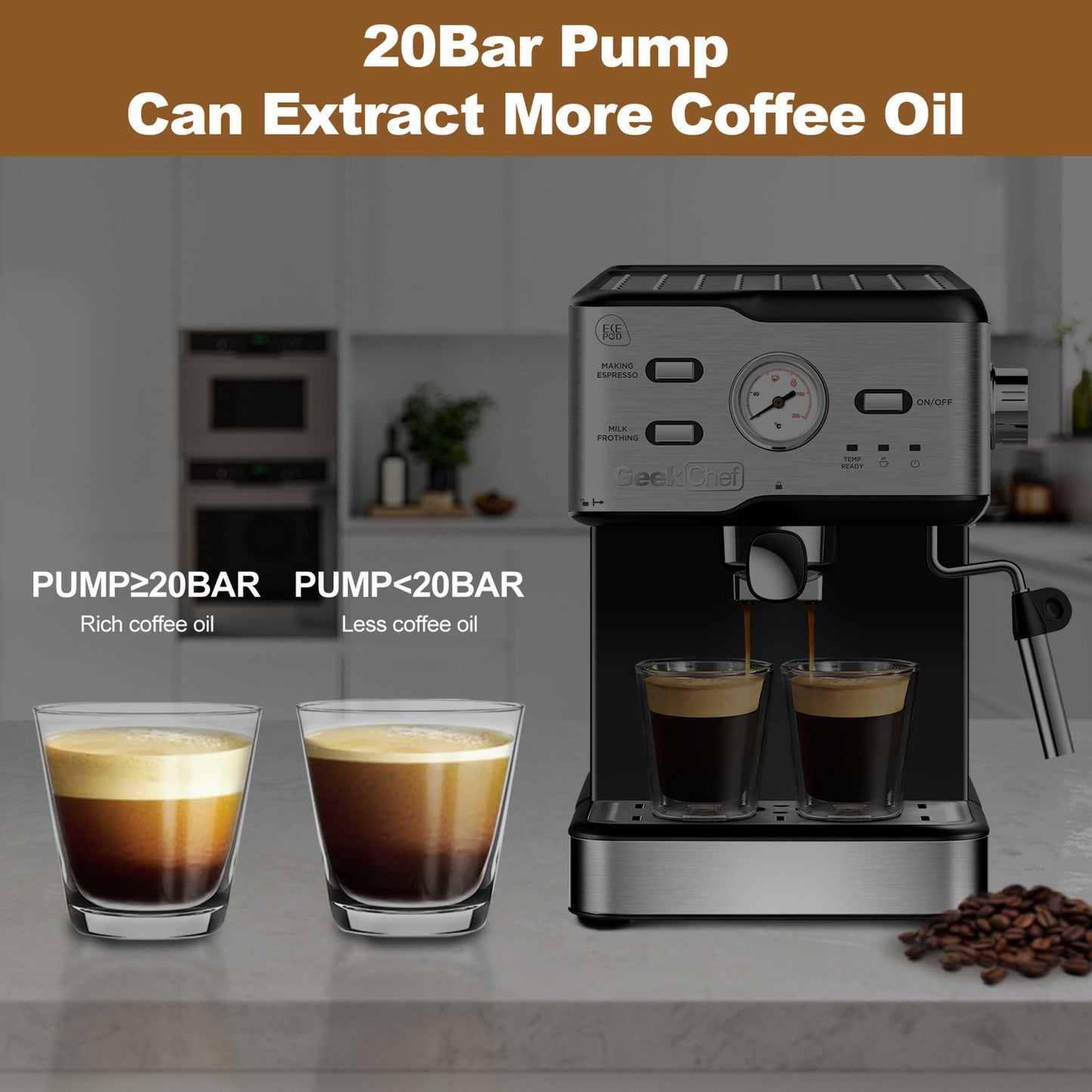 Espresso 20 Bar Pressure Cappuccino Latte Maker ESE POD