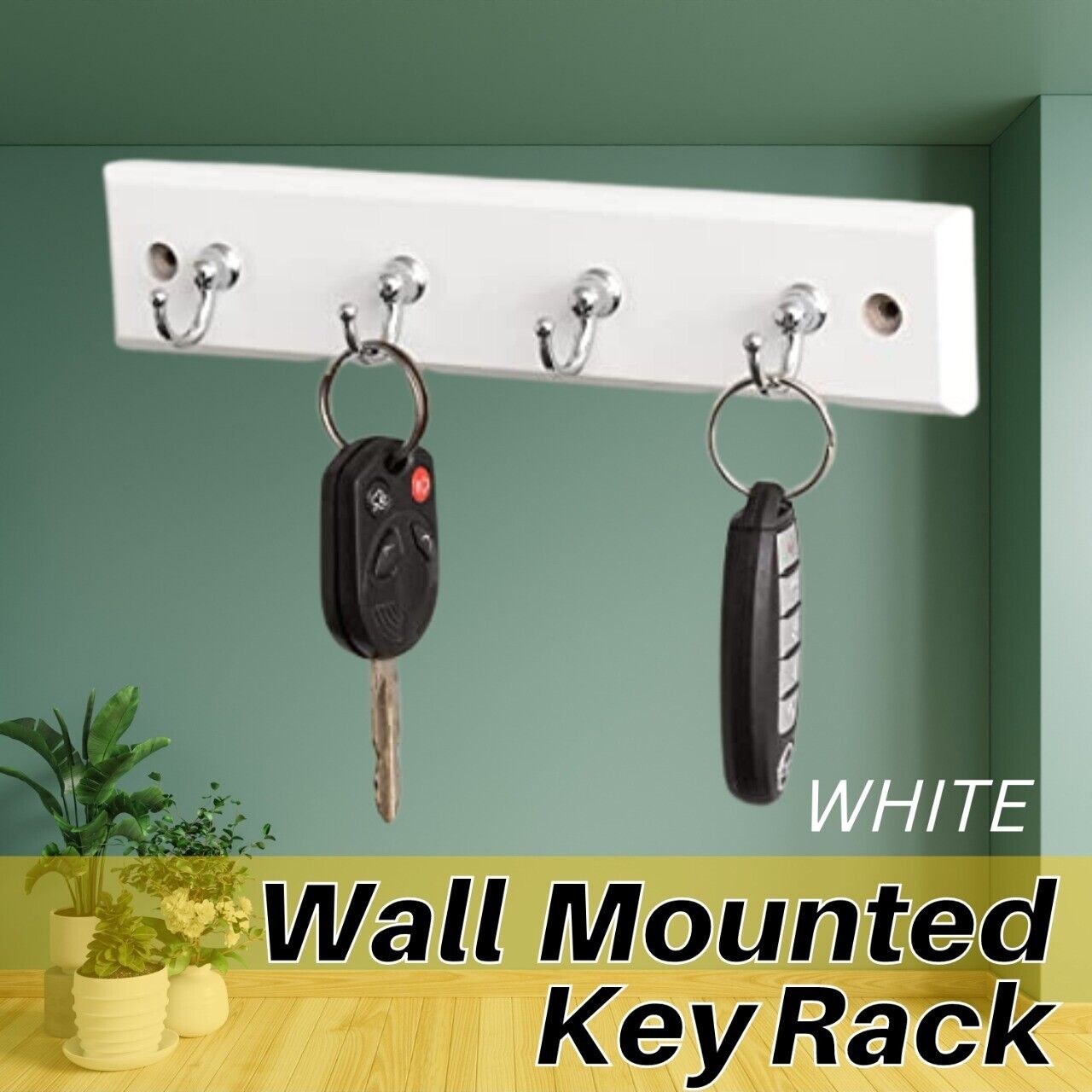 Wall Mount 4 Hook Chain Storage Keys