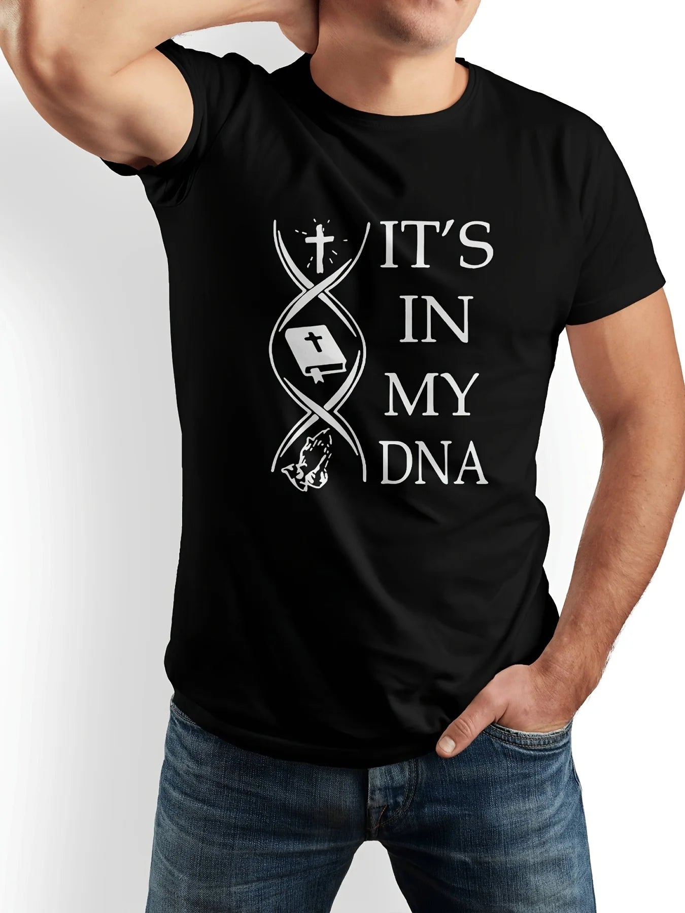 IT'S IN MY DNA cross bible & prayer hands T-Shirt