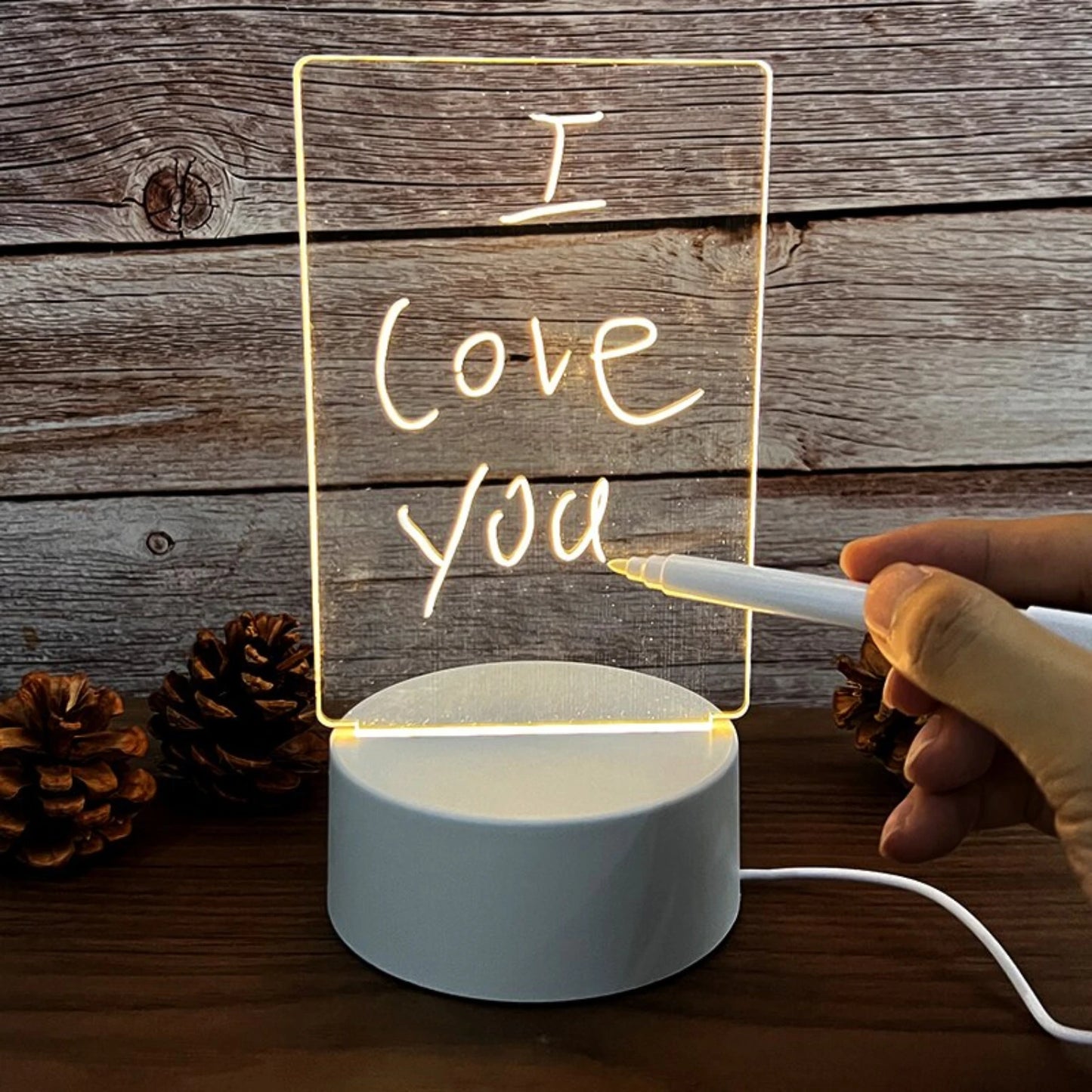 Creative USB Plug-in LED Night Lamp Message Board with Pen