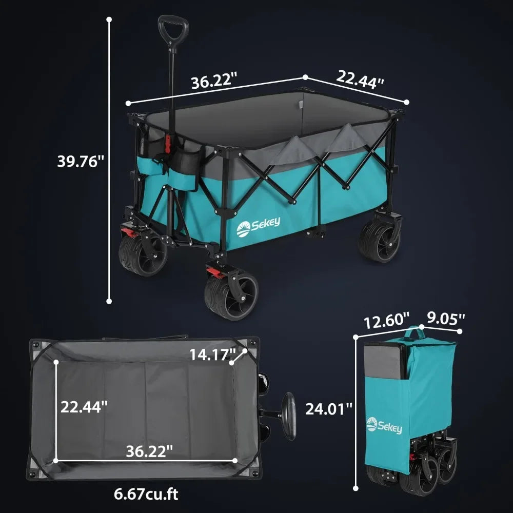 330lbs Weight 220L Capacity Heavy Duty Folding Utility Carts