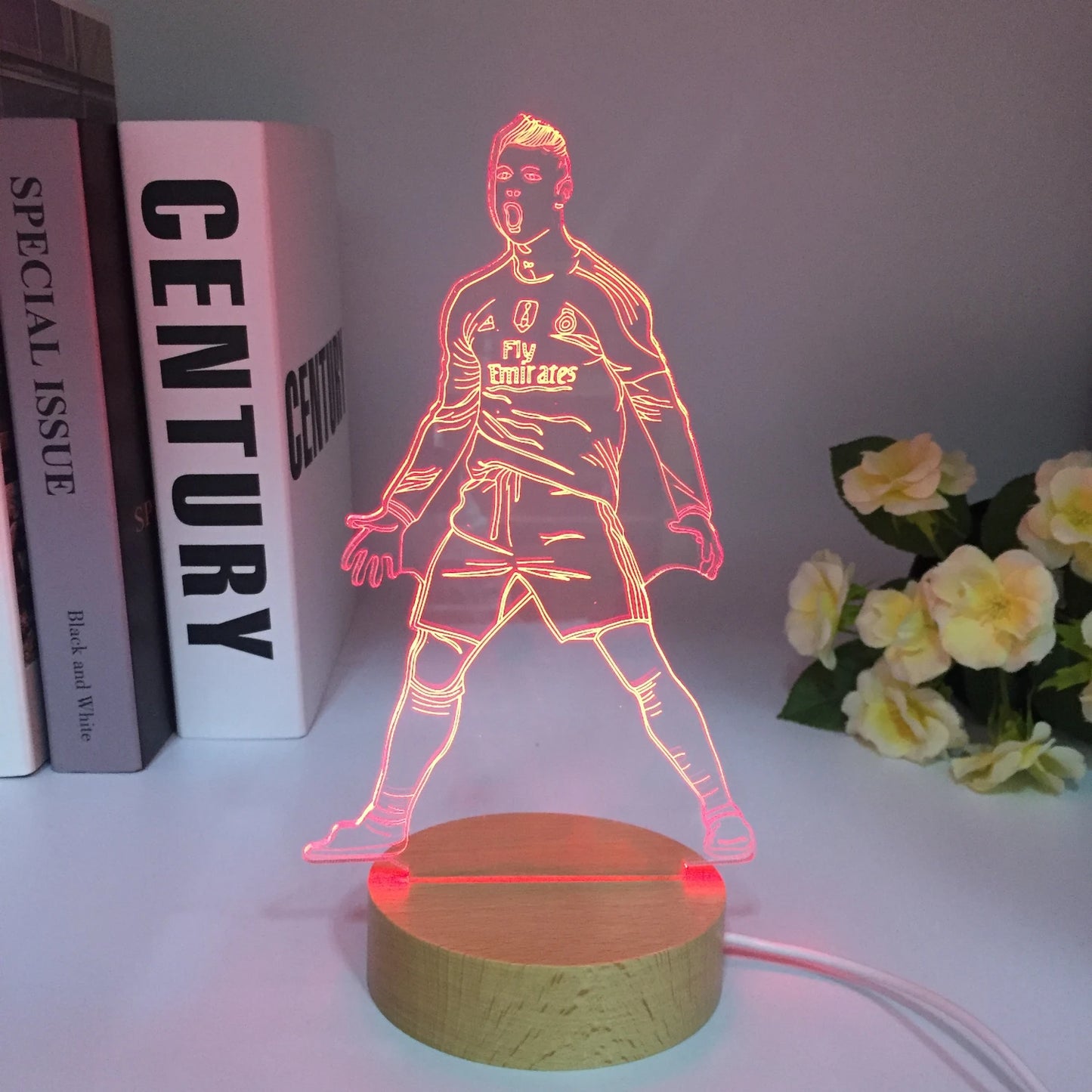 3D Visual Skating Football Players LED Night Light Desk Lamp