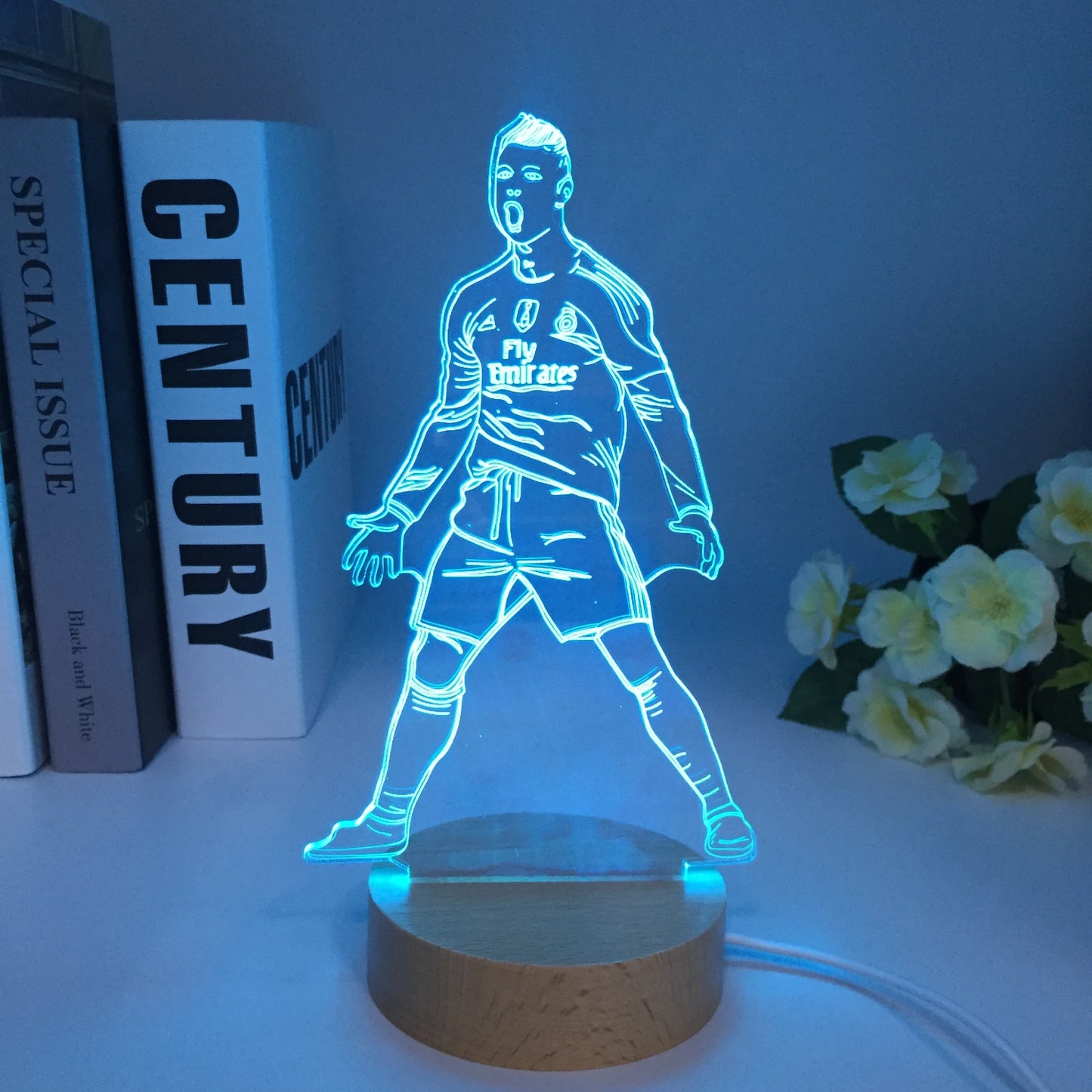 3D Visual Skating Football Players LED Night Light Desk Lamp