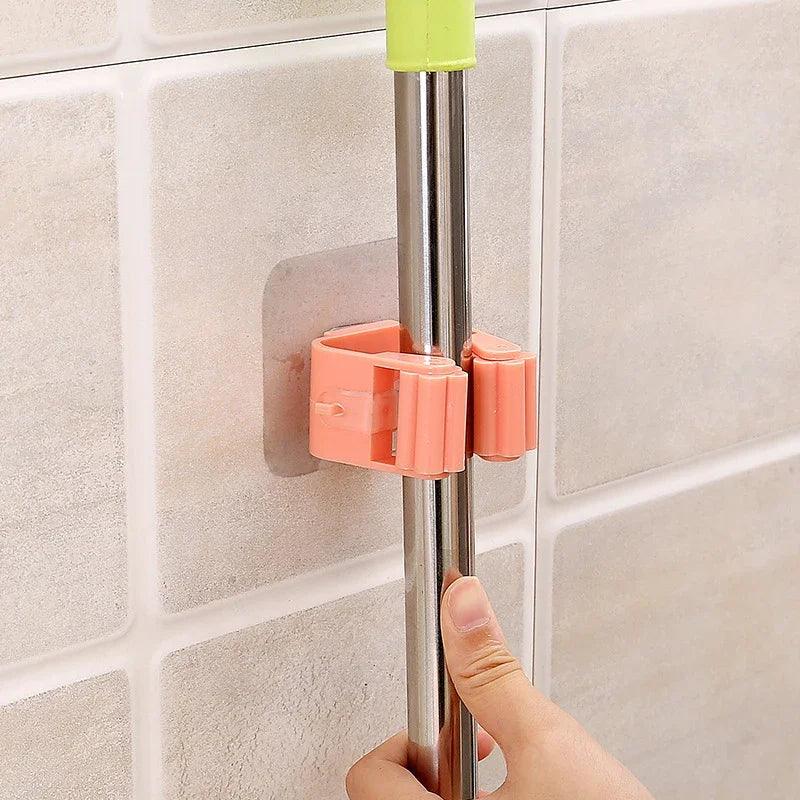 Mop Rack Bathroom accessories Wall Mounted Shelf Organizer Hook Broom Holder Hanger Behind Doors/On Walls Kitchen Storage Tool