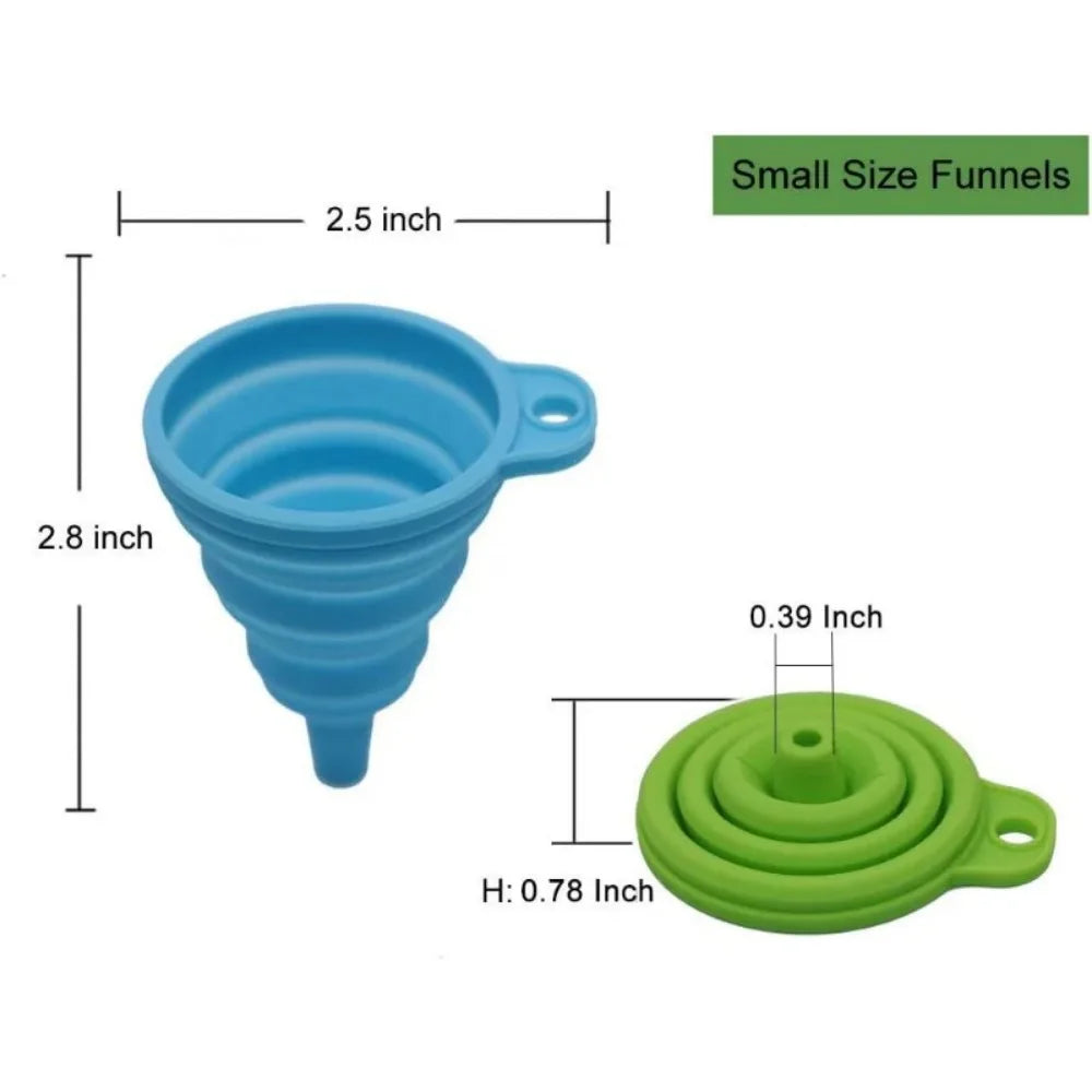 Kitchen Funnel Set 4 Pack, Small and Large,Gadgets Accessories Foldable Silicone Collapsible Funnels