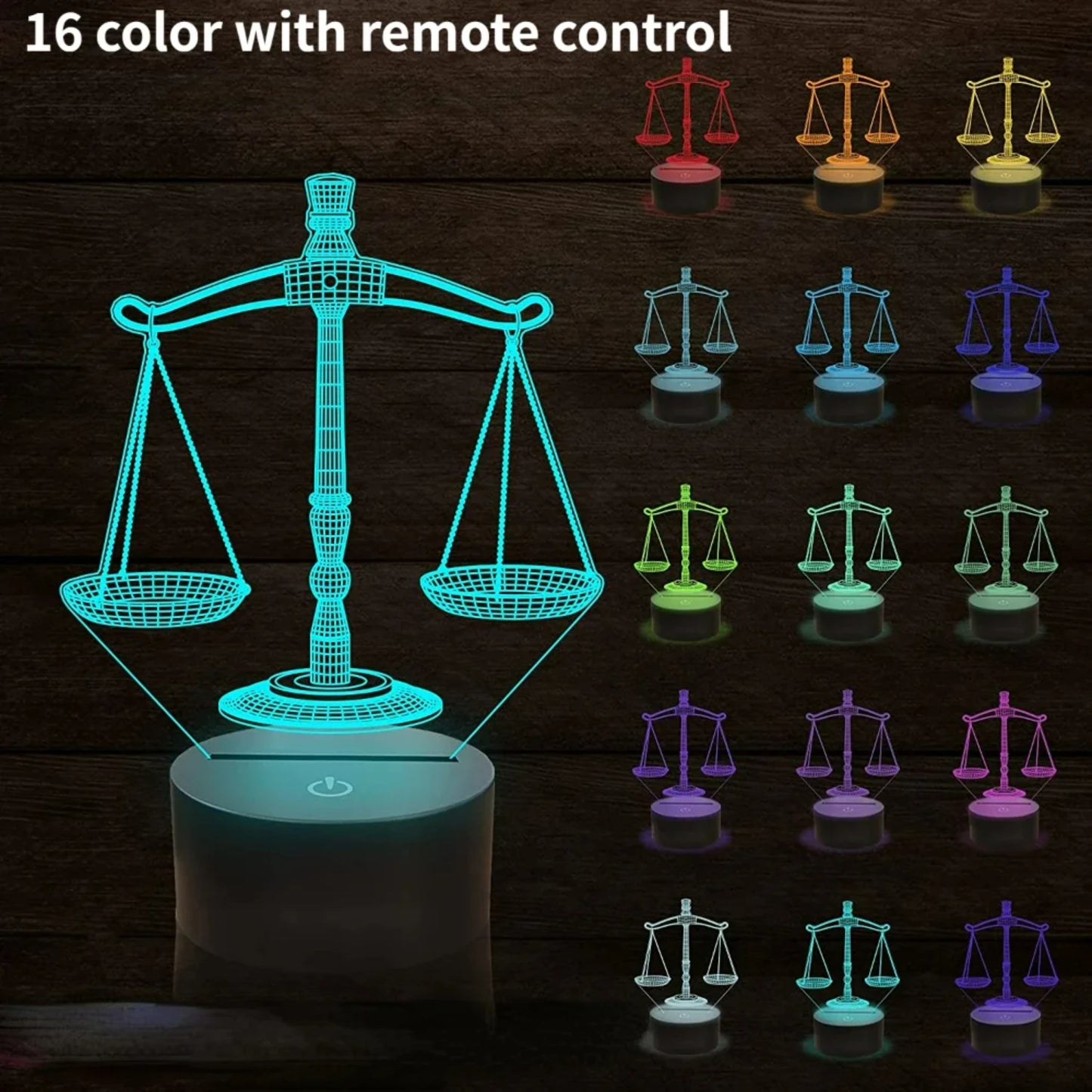 Remote Control 16 Colors Legal Balance LED Night Light