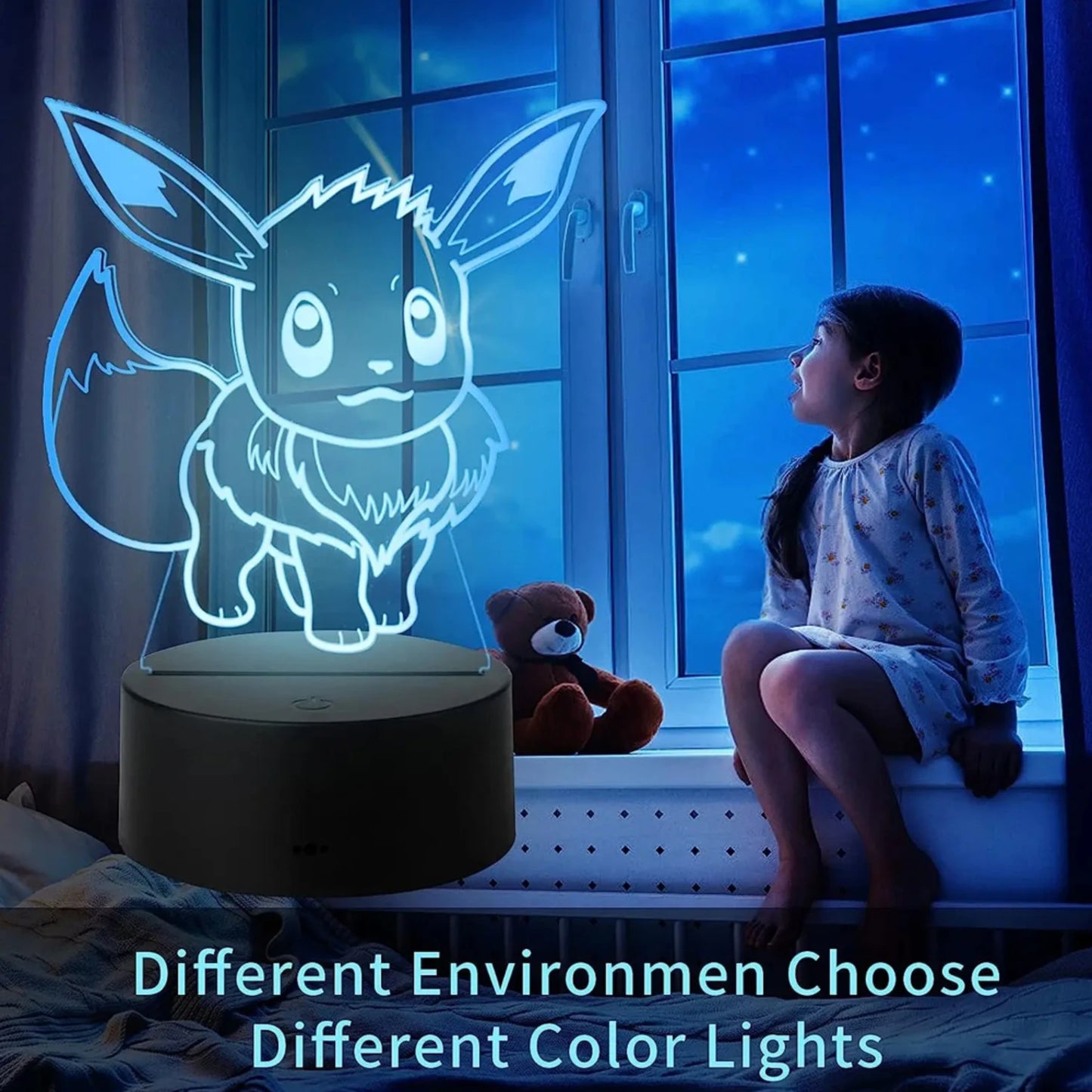 New Colorful and Unique 3D Led Night Light Toy with Charming Anime Character - Fun Desk Lamp for Kids - Ideal Gift to Enhance Be