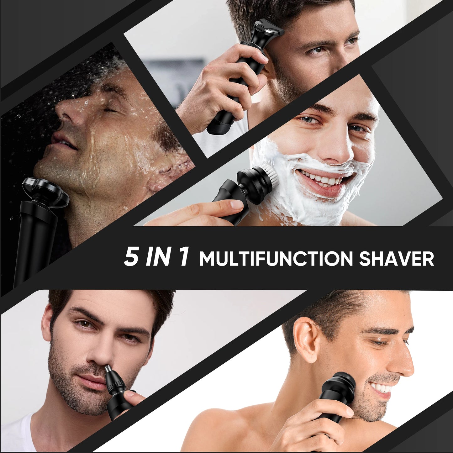 5 in 1 Rechargeable Razor with Beard Trimmer for Men