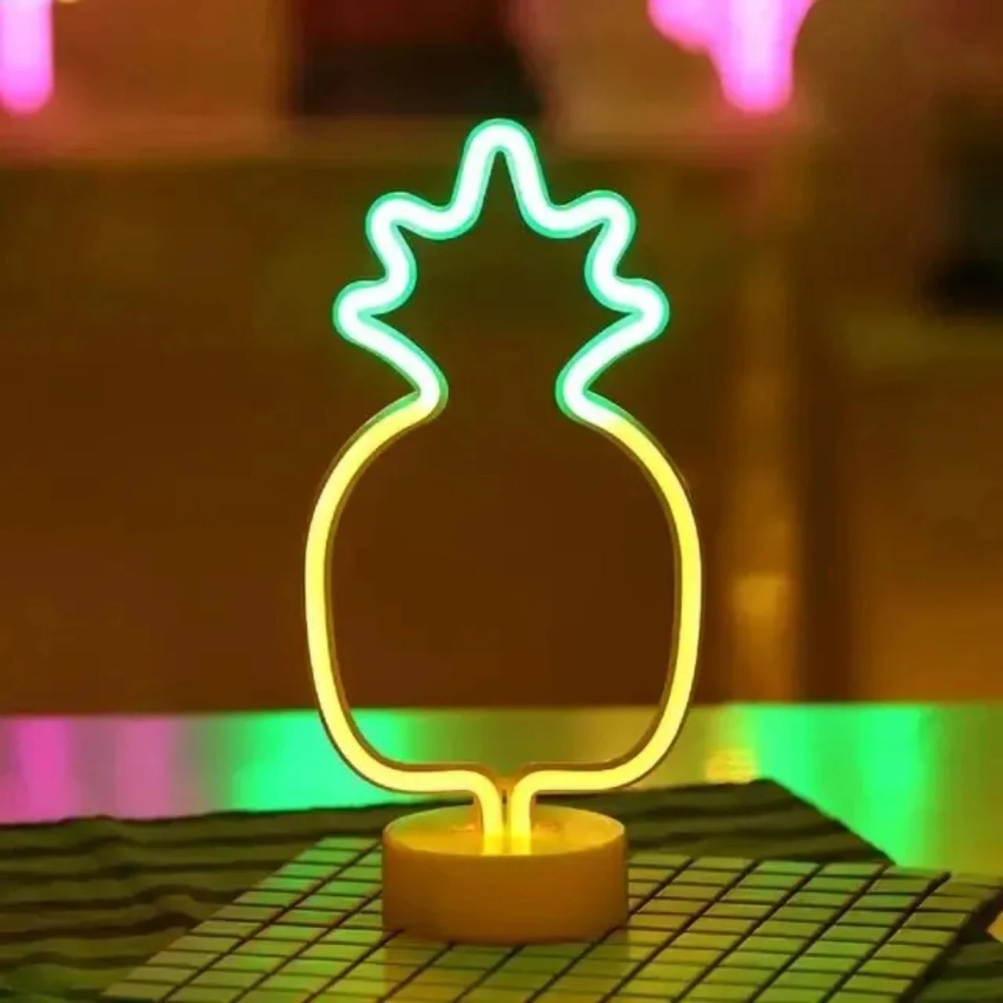 New Battery/USB LED Neon Night Light Sign Flamingo Unicorn  Tree Cactus Pineapple Table Lamp