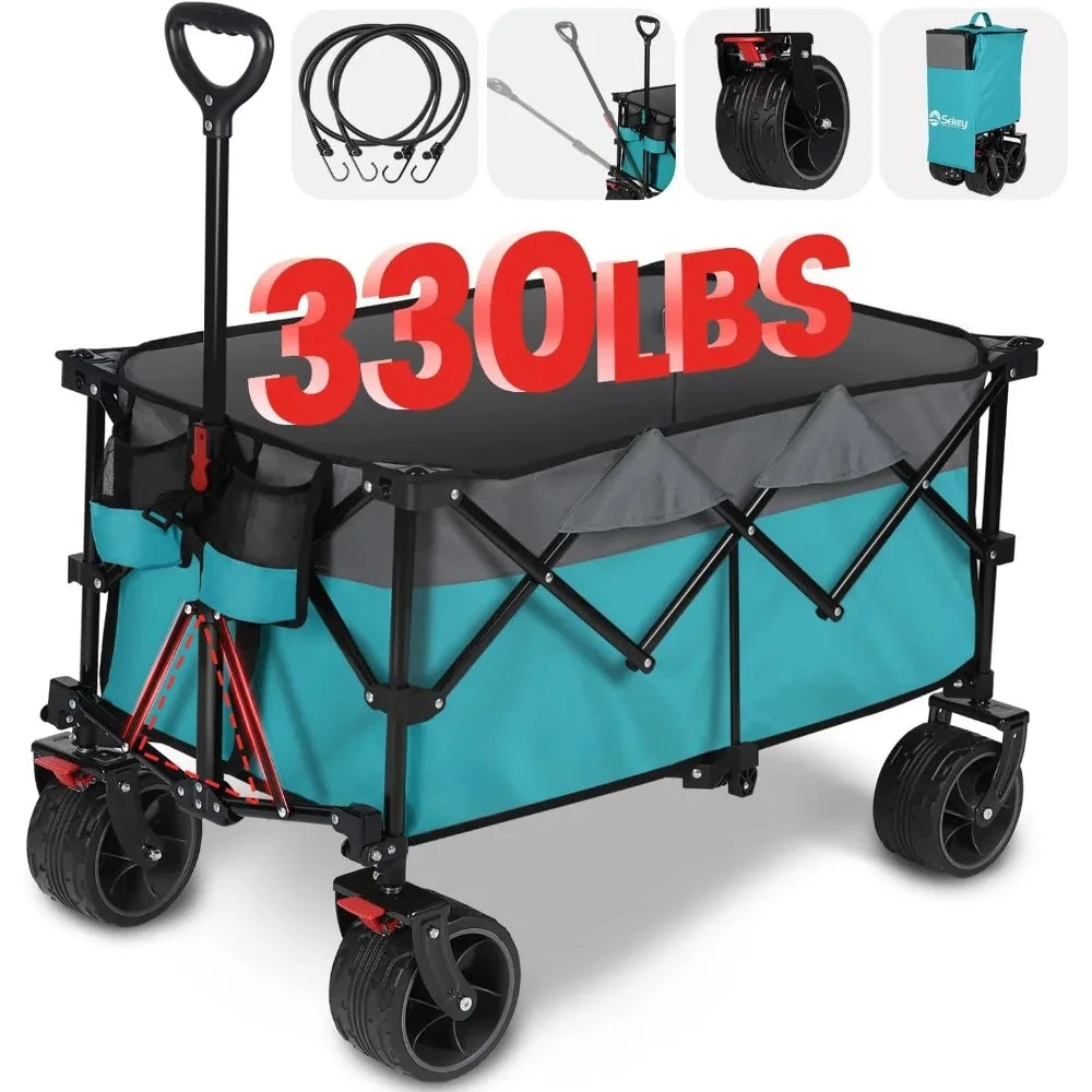 330lbs Weight 220L Capacity Heavy Duty Folding Utility Carts