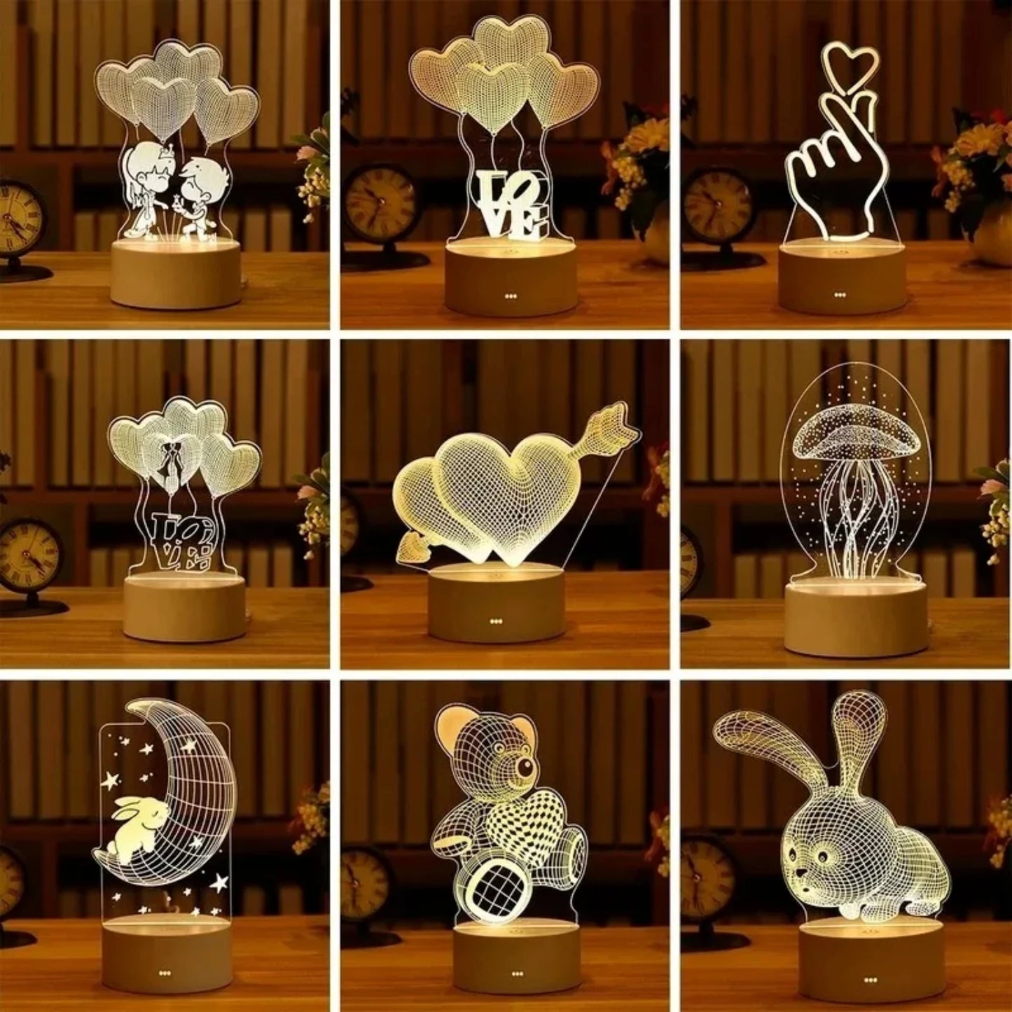 3D Acrylic LED Night Light Multi- Decorative Table Lamp