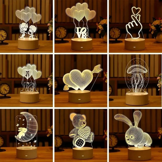 3D Acrylic LED Night Light Multi- Decorative Table Lamp