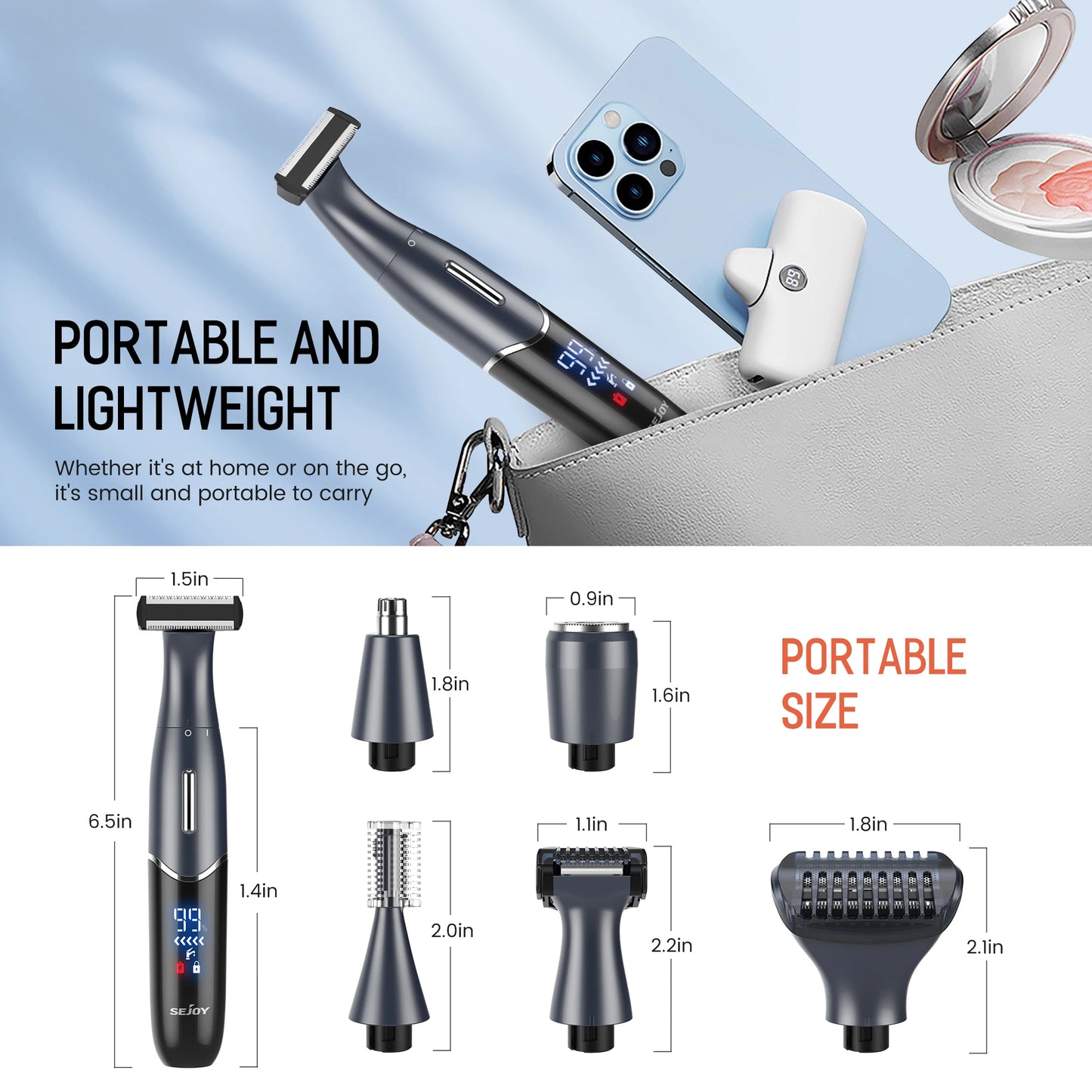 Portable 6 In 1 Electric Body Shaver for Men & Women