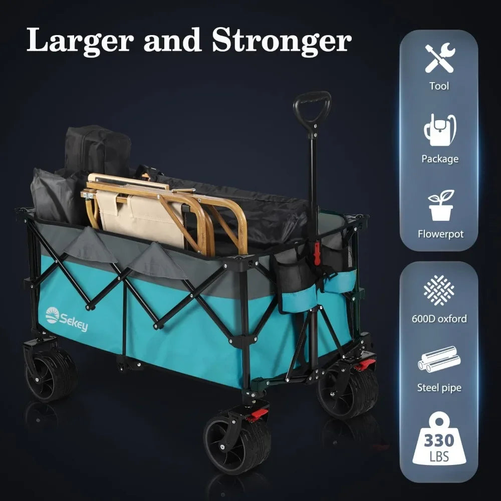 330lbs Weight 220L Capacity Heavy Duty Folding Utility Carts