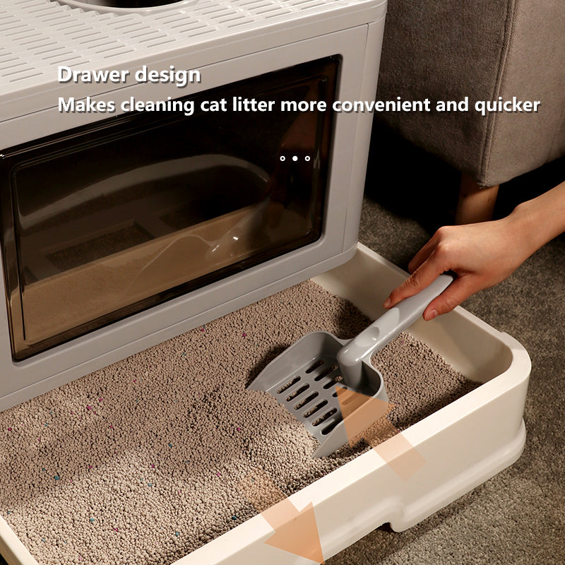 Fully Closed Top Entry Odor Proof Cat Litter Basin