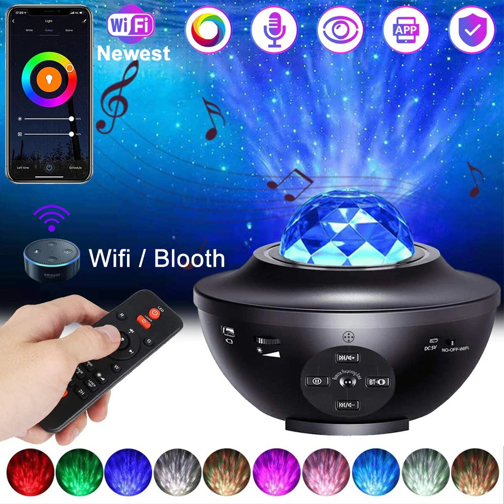 USB LED Starry Night Water Wave Sound-Activated Projector Light