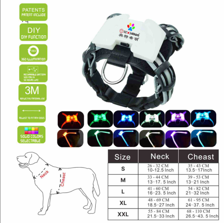 Bright Visibility LED Safety Flashing Dog Harness Lights