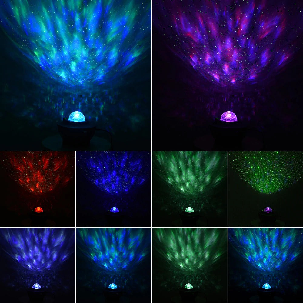 USB LED Starry Night Water Wave Sound-Activated Projector Light