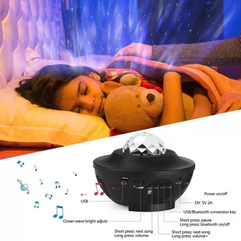 USB LED Starry Night Water Wave Sound-Activated Projector Light