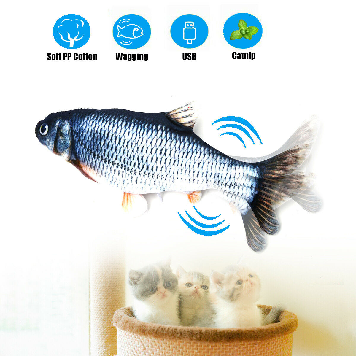 Touch sensor fish cat toy