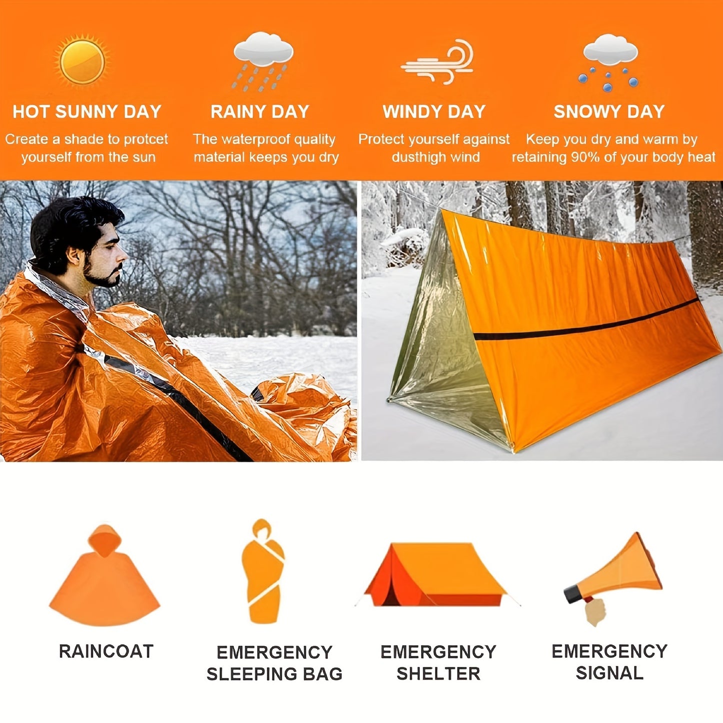 Lightweight Portable Thermal Sleeping Bag, Blanket, Tent