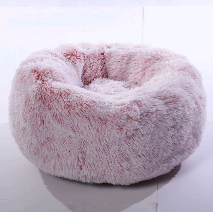 Plush Round Pet Bed Keeps Them Warm & Snug