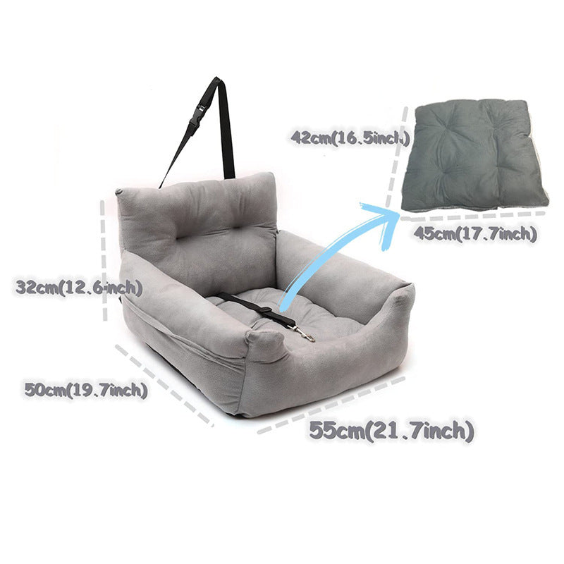 Pet Bed Car Seat Sofa With Leash & Attachment Support