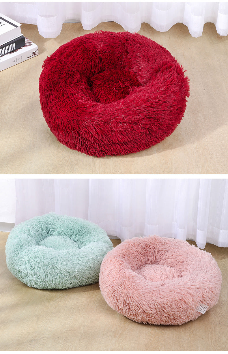 Warm Plush Round Pet Dog Cat Bed